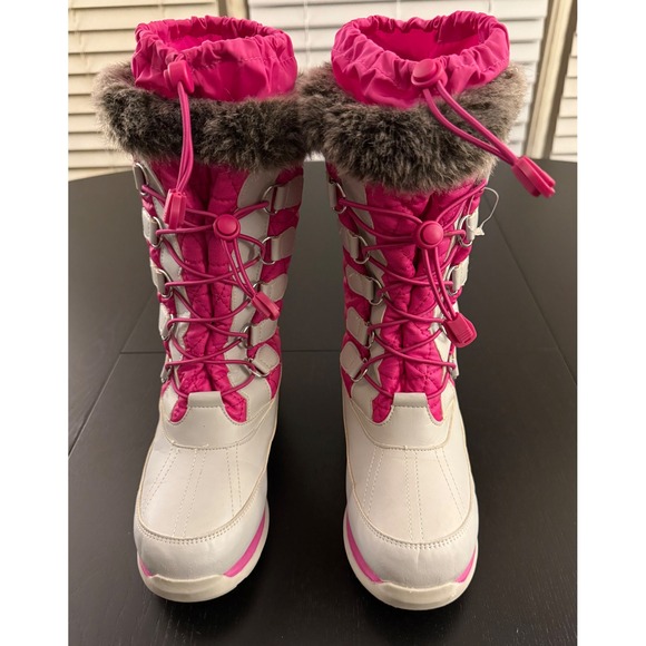 Lands' End Girls Insulated Tall Snow Winter Boots Size 3 Gray/Pink Waterproof - Picture 3 of 15